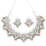Buy Karatcart Oxidised Silver Tone Silver Ball Studded Kundan Choker Necklace Setfor Women - Purplle