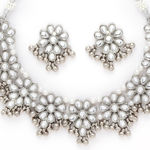Buy Karatcart Oxidised Silver Tone Silver Ball Studded Kundan Choker Necklace Setfor Women - Purplle