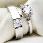 Buy Karatcart Platinum Plated Silver Crystal Elegant Couple Adjustable Ring for Men and Women - Purplle