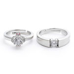 Buy Karatcart Platinum Plated Silver Crystal Elegant Couple Adjustable Ring for Men and Women - Purplle
