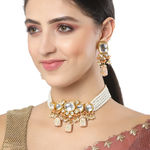 Buy Karatcart Peach Designer Tumble Polki Kundan Necklace Set for Women - Purplle