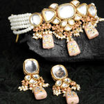 Buy Karatcart Peach Designer Tumble Polki Kundan Necklace Set for Women - Purplle