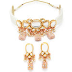 Buy Karatcart Peach Designer Tumble Polki Kundan Necklace Set for Women - Purplle