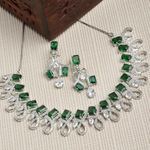 Buy Karatcart Silver Tone Green American Diamond Necklace Set for Women - Purplle