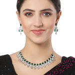 Buy Karatcart Silver Tone Green American Diamond Necklace Set for Women - Purplle