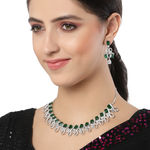 Buy Karatcart Silver Tone Green American Diamond Necklace Set for Women - Purplle