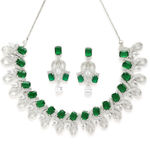 Buy Karatcart Silver Tone Green American Diamond Necklace Set for Women - Purplle