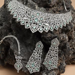 Buy Karatcart Silver Tone Lime Green American Diamond Choker Necklace Set for Women - Purplle