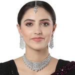 Buy Karatcart Silver Tone Lime Green American Diamond Choker Necklace Set for Women - Purplle