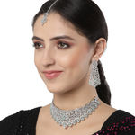 Buy Karatcart Silver Tone Lime Green American Diamond Choker Necklace Set for Women - Purplle