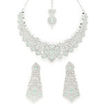 Buy Karatcart Silver Tone Lime Green American Diamond Choker Necklace Set for Women - Purplle