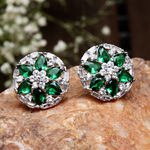 Buy Karatcart Silver Tone Green American Diamond Stud Earrings for Women - Purplle