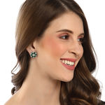 Buy Karatcart Silver Tone Green American Diamond Stud Earrings for Women - Purplle