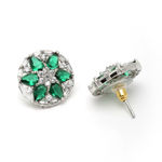 Buy Karatcart Silver Tone Green American Diamond Stud Earrings for Women - Purplle