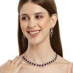 Buy Karatcart Rose Gold Plated Blue AD Necklace Set for Women - Purplle