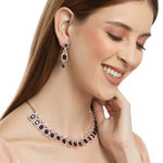 Buy Karatcart Rose Gold Plated Blue AD Necklace Set for Women - Purplle