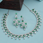 Buy Karatcart Silver Tone Green AD Necklace Set for Women - Purplle