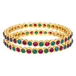 Buy Sukkhi Pretty Kempu Stone Gold Plated (Set of 2) Bangle For Women 2.8 - Purplle