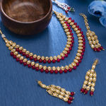 Buy Sukkhi Classy Gold Plated Pearl Long Haram Necklace Set for Women - Purplle