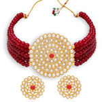 Buy Sukkhi Sparkling Gold Plated Maroon Pearl Choker Necklace Set for Women - Purplle