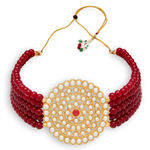 Buy Sukkhi Sparkling Gold Plated Maroon Pearl Choker Necklace Set for Women - Purplle