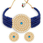 Buy Sukkhi Lovely Gold Plated Dark Blue Pearl Choker Necklace Set for Women - Purplle