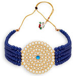 Buy Sukkhi Lovely Gold Plated Dark Blue Pearl Choker Necklace Set for Women - Purplle