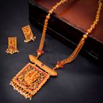 Buy Sukkhi Spectacular Pearl Gold Plated Goddess Temple Jewellery Long Haram Necklace Set for Women - Purplle