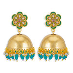 Buy Sukkhi Glossy Gold Plated Floral Meenakari Jhumki Earring for Women - Purplle