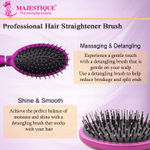 Buy Majestique Hair Straightener Brush | Bio-Friendly Detangling Hair Brush | Nylon Round-Tip Bristles Hair Comb | Comfortable and Styling - Purple - Purplle