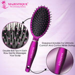 Buy Majestique Hair Straightener Brush | Bio-Friendly Detangling Hair Brush | Nylon Round-Tip Bristles Hair Comb | Comfortable and Styling - Purple - Purplle