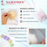 Buy Majestique Long Handle Loofah with Smooth Grip | Easy Reach Body Back Scrubber Bathing Loofah | Exfoliating, Clean Soothe Skin - Multicolor - Purplle