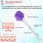 Buy Majestique Long Handle Loofah with Smooth Grip | Easy Reach Body Back Scrubber Bathing Loofah | Exfoliating, Clean Soothe Skin - Multicolor - Purplle