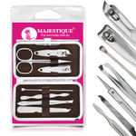 Buy Majestique 7 In1 Manicure Pedicure tool kit Nail Clippers, Stainless Steel Nail Scissors Grooming Kit, Nail Tool Kit, Nail Care Kit - 7 Pcs - Purplle
