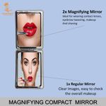 Buy Majestique Magnifying Compact Mirror | Travel Cosmetic Makeup Mirrors for Pocket | Portable 1X/2X Zoom Handheld Small Mirror - Multicolor - Purplle