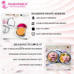 Buy Majestique Diamond Crystal Folding Makeup Mirror | Double-Sided 1X/2X Magnification | Perfect for Purse, Pocket and Travel - 1Pc/Multicolor - Purplle