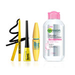 Buy Maybelline New York Volume Express Colossal Mascara, Waterproof, Black, 10g & Maybelline Colossal Kajal (0.35 g) & Garnier Skin Naturals, Micellar Cleansing Water, 125ml & Maybelline New York Colossal Bold Eyeliner, Black, 3g - Purplle