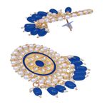 Buy Crunchy Fashion Gold-Toned Kundan and Blue Beads Round Shape Earrings - RAE1737 - Purplle
