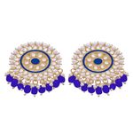 Buy Crunchy Fashion Gold-Toned Kundan and Blue Beads Round Shape Earrings - RAE1737 - Purplle