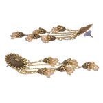 Buy Crunchy Fashion Retro Big Gold Jhumka With White Beads Long Chain Tassel Hangers Earrings - RAE1783 - Purplle