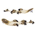 Buy Crunchy Fashion Retro Big Gold Jhumka With Black Beads Long Chain Tassel Hangers Earrings - RAE1785 - Purplle