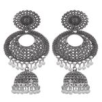 Buy Crunchy Fashion Traditional Oxidised Long Chandbali Jhumka Jhumki Earrings - RAE2071 - Purplle