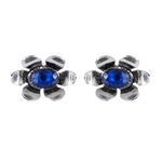 Buy Crunchy Fashion German Silver Oxidised Antique Boho Studded Blue Stone Designer Choker Necklace Set With Earrings Handmade Dori Thread CFS - CFS0353 - Purplle