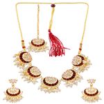 Buy Crunchy Fashion Traditional Ethnic Beautiful Moon Design Chandbali Necklace with Earring & Maang Tika RAS - RAS0361 - Purplle