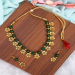 Buy Crunchy Fashion Gold-Plated Dark Green Beads Choker Necklace & Earring Set RAS - RAS0421 - Purplle