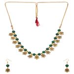 Buy Crunchy Fashion Gold-Plated Dark Green Beads Choker Necklace & Earring Set RAS - RAS0421 - Purplle