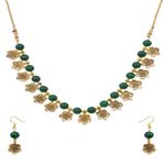 Buy Crunchy Fashion Gold-Plated Dark Green Beads Choker Necklace & Earring Set RAS - RAS0421 - Purplle