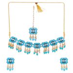 Buy Crunchy Fashion Crunchy Fashion Indian Gold-Plated Sky Blue Meenakari Rajasthani Design Choker Jewellery Set RAS - RAS0485 - Purplle