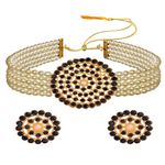 Buy Crunchy Fashion Crunchy Fashion Traditional Gold-Plated White Beaded Green Kundan Stone Choker Jewellery RAS Set - RAS0501 - Purplle