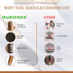 Buy Majestique Paddle Detangling, Oval, and Round Hair Brush Set with Soft Nylon Bristles for Blow Drying and Straightened look - 3Pcs/Gold - Purplle